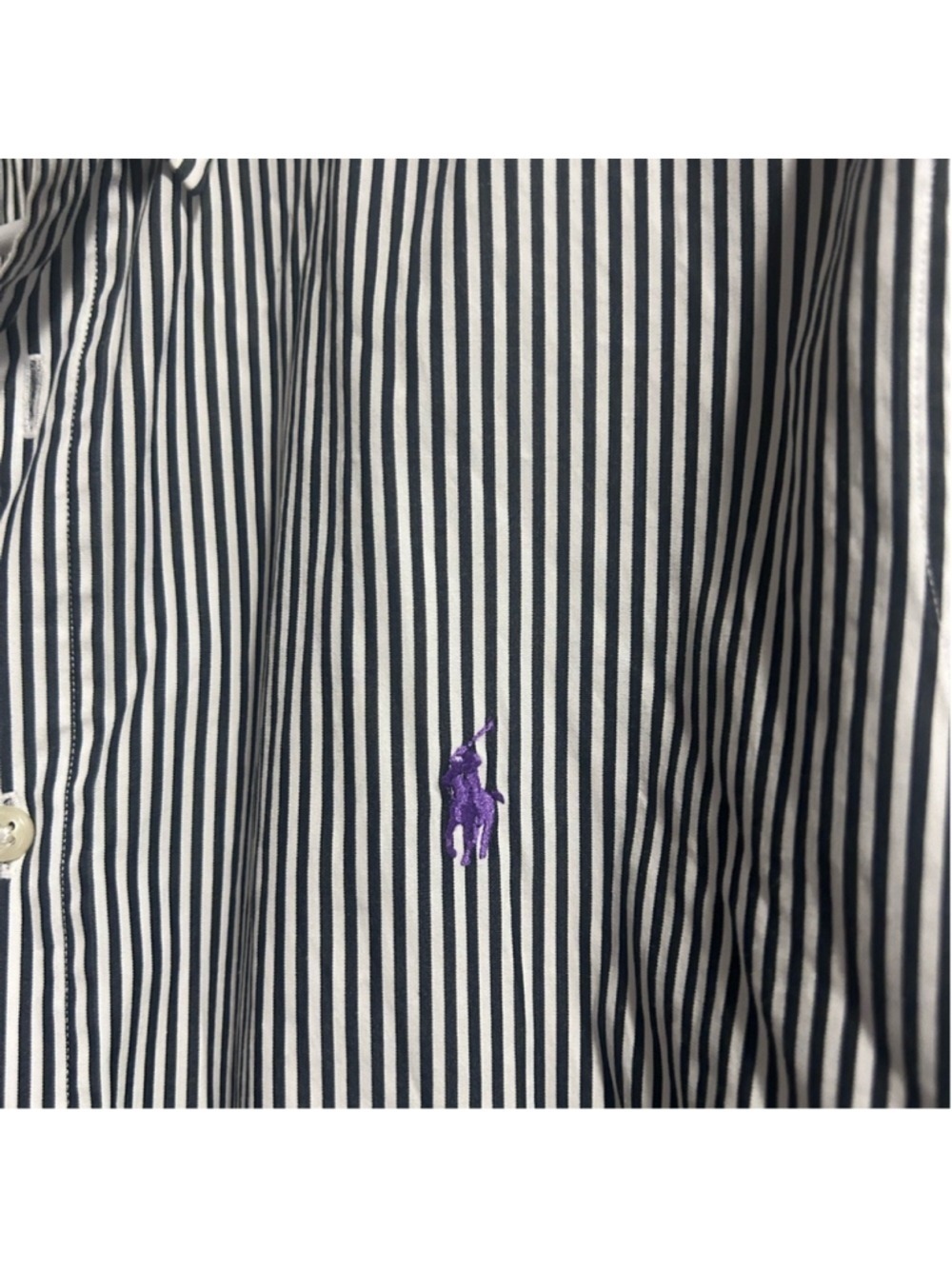 Ralph Lauren Navy and White Striped Button-Down Shirt - Picture 4 of 5